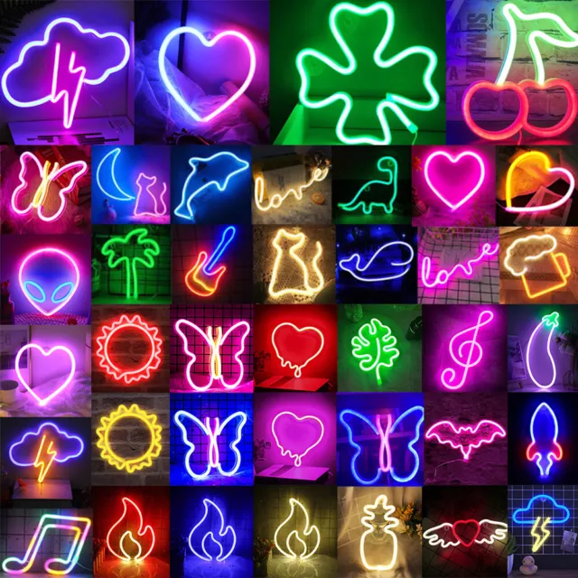 LED Neon Schild Licht Nachtlicht USB/Batteri Leuchtreklame Sign Lampe Wanddekor