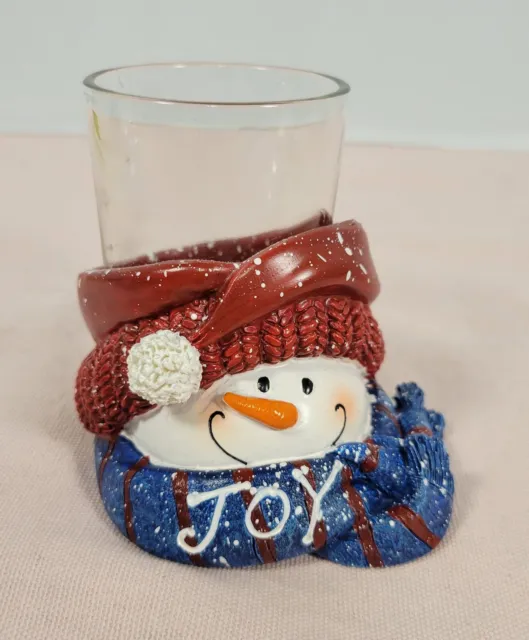 Yankee Candle 'Joy' Top Hat Snowman Ceramic Votive Candle Holder Christmas decor