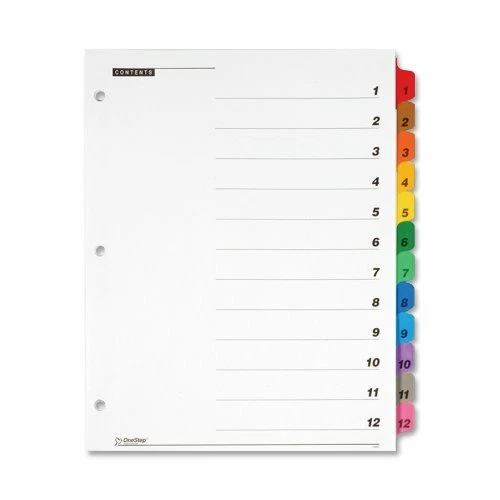 Cardinal onestep printable table of contents dividers 12 x divider 