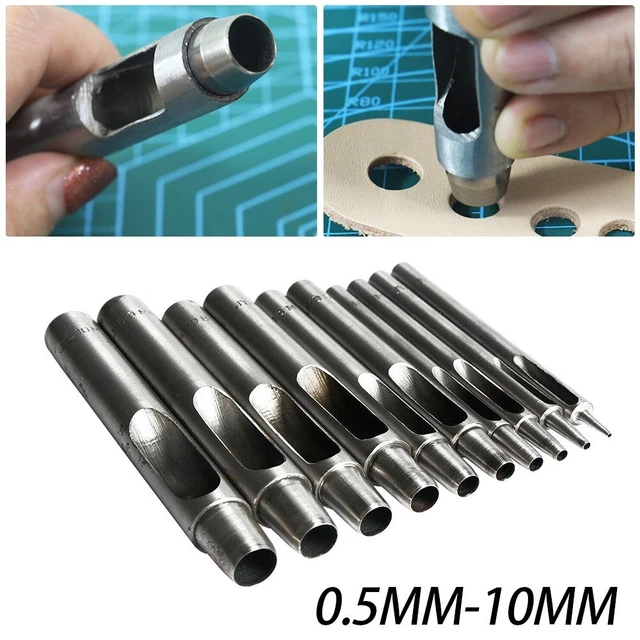 Punzonatrice Rotonda Regolabile Per Cuoio - 3 Pezzi Con Punte Sostituibili, Spaziatura Da 3 A 4 Mm, Per Lavorazione Pelle
