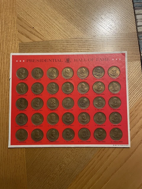 1968 FRANKLIN MINT Presidential Hall of Fame Complete Framed 35 Bronze