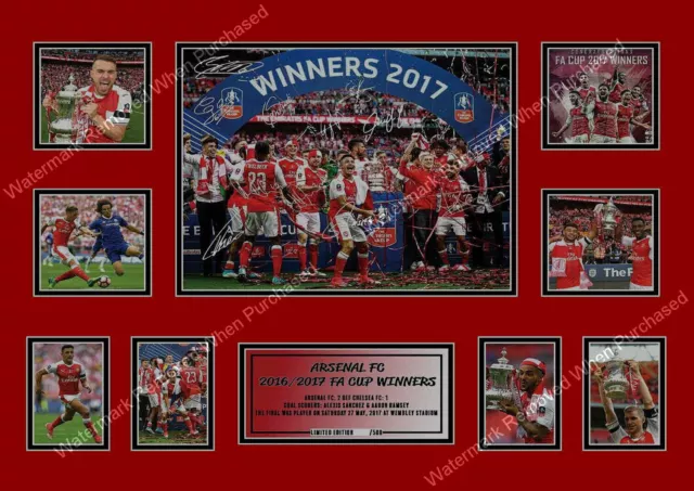 Arsenal Fc Sanchez Signed Limited Edition 2017 Fa Cup Winners A4 Memorabilia