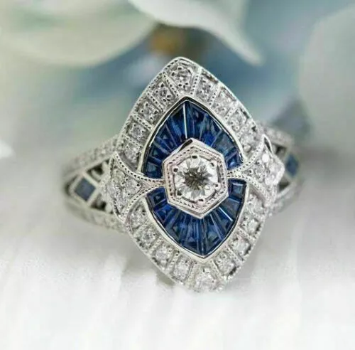 2.47 Carat Round Cut Lab-Created Diamond Victorian Vintage & Antique 1920's Ring