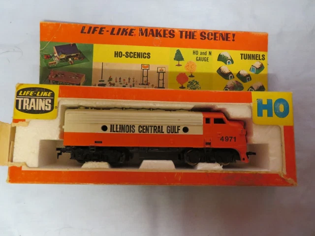 Life-Like Illinois Central Gulf 4971 Ho Scale Engine Locomotive Train Iob