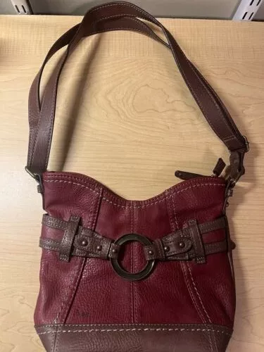 BOC Purse Bag Adjustable Crossbody Leather Red Brown