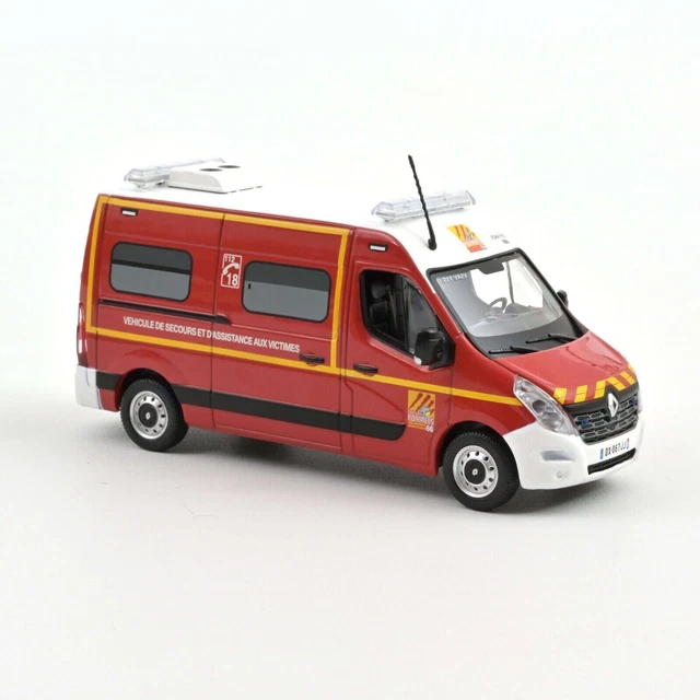 Miniature Norev 1/43 – Renault Master SAMU 73 (2014) – Jaune Fluo, Métal, Réf 518788 (neuf)