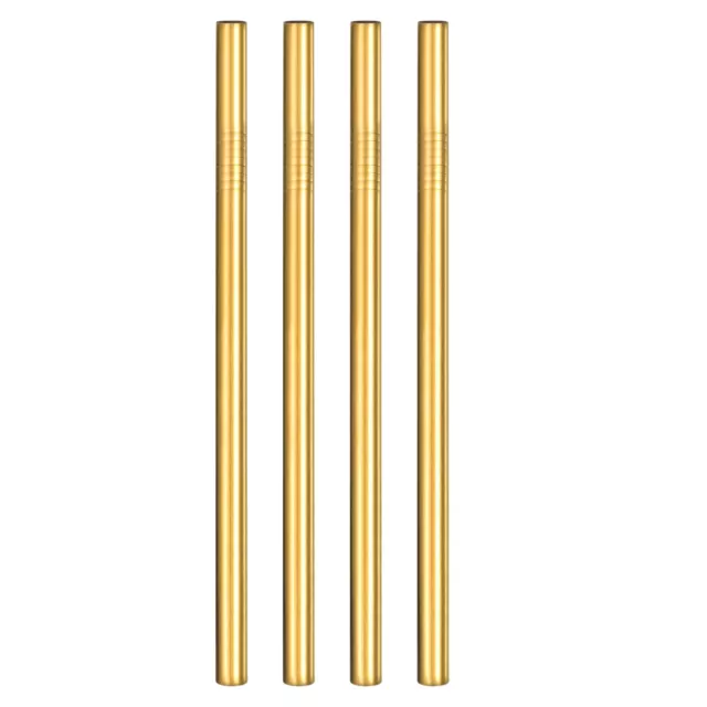 4Pcs 8.46" Long Stainless Steel Straight Straws for Travel Mugs(Gold)