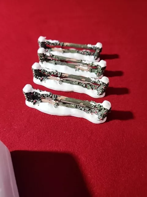 Department 56 Village Accessories Holly Split Rail Fence Set of 4 Holiday #52722