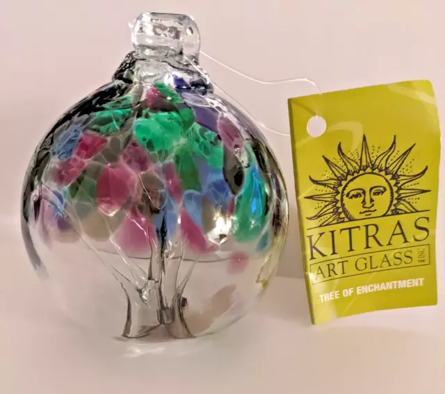 Kitras Art Glass Ball Ornament Tree of Strength 2.5” Hand Blown Canada