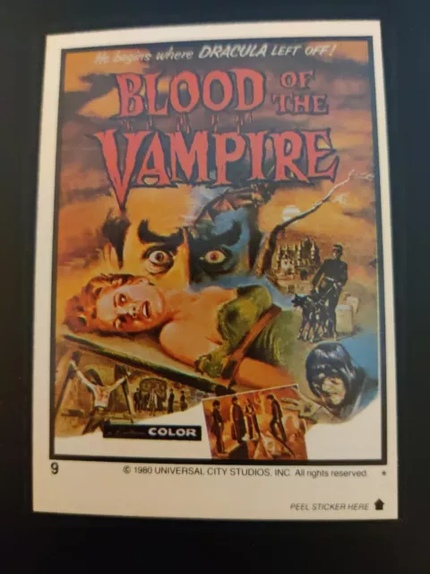 1980 Universal Studios Monster Hall of Fame Sticker Card #9 Blood of the Vampire