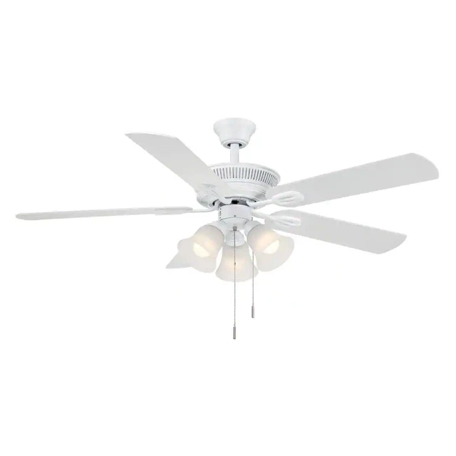 Glendale III 52 In. LED Indoor White Ceiling Fan with Light and Pull Chains