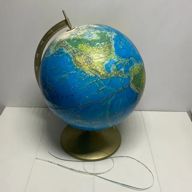 Vintage Rand McNally World Globe - Soviet Union Era, Metal Base, Topographical