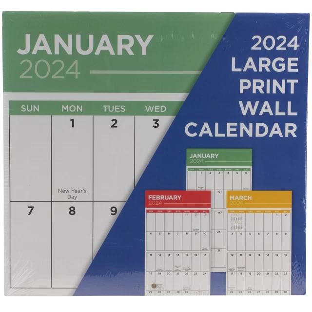 2024 LARGE PRINT 16 Month Wall Calendar 12" x 11" Sept 2023 to Dec 2024