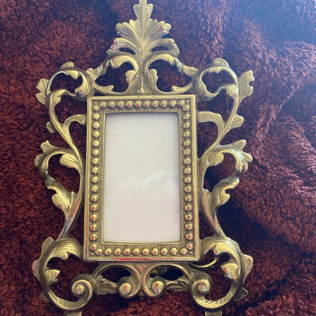 VTG Antique Bronze Brass Picture Frame Ornate Heavy Easel 4x6 Louis XVI Rococo