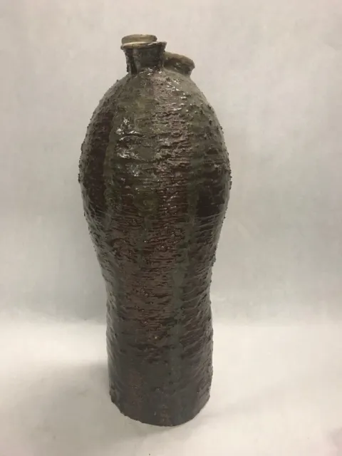 LARGE  Clay vase ART pottery  piece URN Hand made Heavy unique 17 inch tall