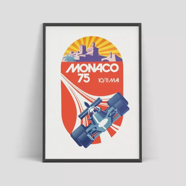 Monaco 75 Grand Prix - Vintage F1 Poster Retro Wall Art Print.Great Gift/Mancave