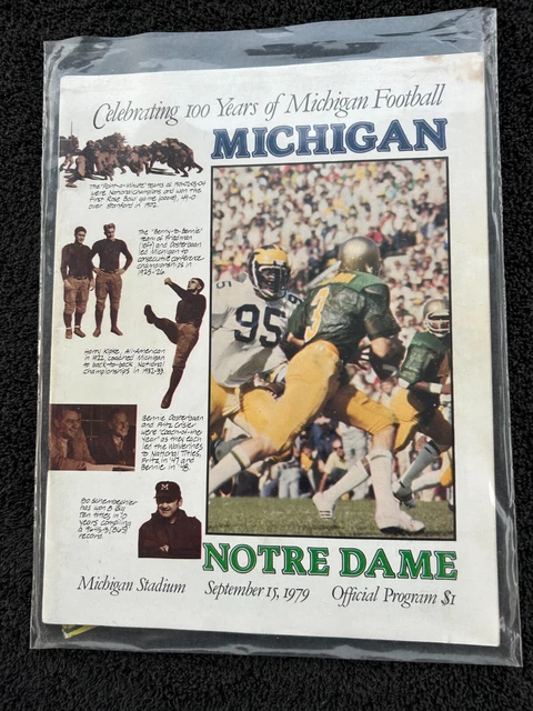 Michigan Vs Notre Dame Football Game Program W Ticket Sept 15 1979 Mid Mk50
