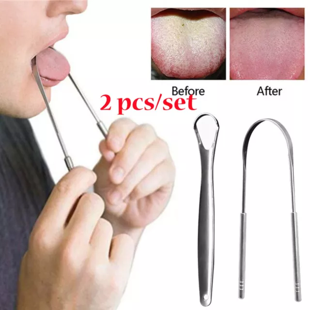 Breath Care Tongue Scraper Cleaner Stainless Steel Oral Hygiene Dental Cleaning