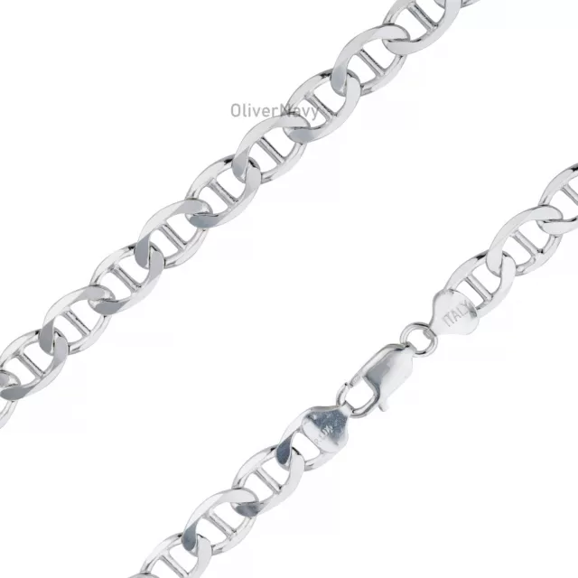 Mens Womens Solid 925 Sterling Silver Mariner Chain Necklace Italy 9.00mm - New