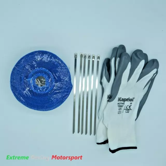 10 MT Benda Termica BLUE collettori scarico auto moto+kit montaggio