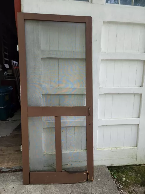 ANTIQUE Screen DOOR NEW ENGLAND 3 Panel 1920 CENTURY EXTERIOR 84 X 35 3/4 Inches