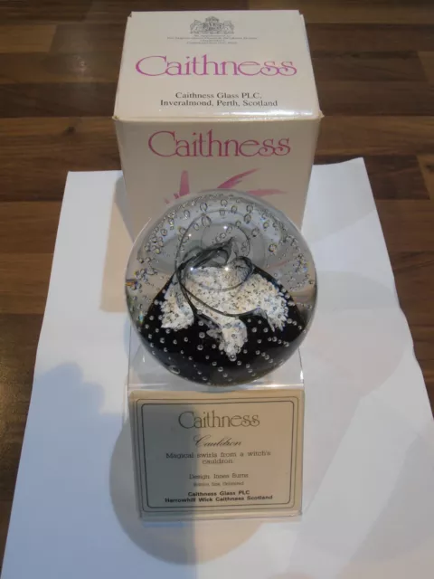 Caithness Glass Paperweight Cauldron with Stand and Certificate