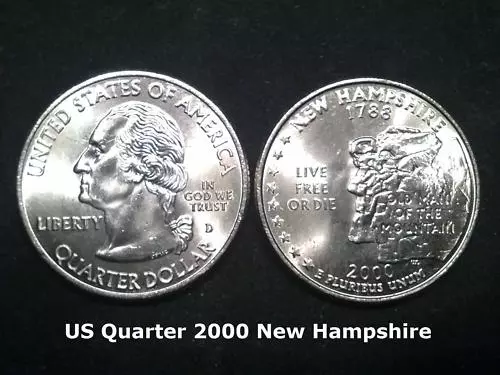 US State Quarter 2000 New Hampshire  (D)