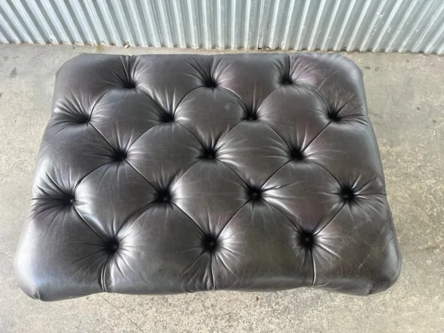 Large Isenhour Tufted Leather Bench With Brass Castors