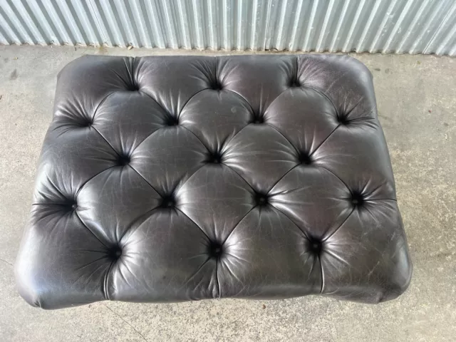 Large Isenhour Tufted Leather Bench With Brass Castors