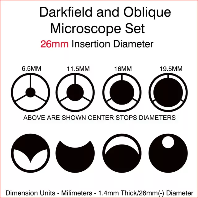 26mm Diameter Microscope Darkfield and Oblique Illumination Set