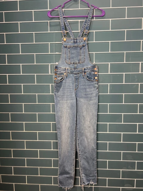 Womens Universal Thread Light Wash Raw Hem Skinny Leg Overalls Size 00/24 Xs