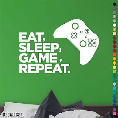 Xbox One Eat Sleep Game Repeat Sticker Decal Wall Art Childrens Bedroom Gaming