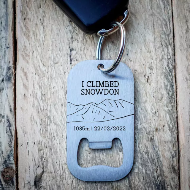 Personalised I Climbed Snowdon/ Yr Wyddfa Key Ring Stainless Steel Bottle Opener