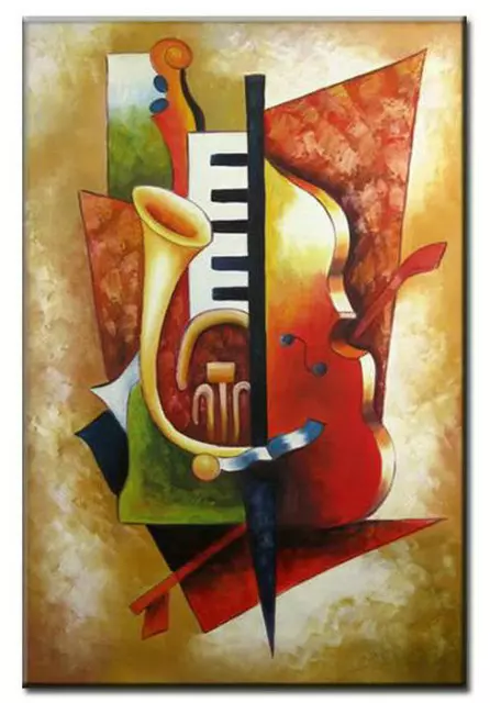 Modern Handmade Music Abstract Oil Painting on Canvas Living Room Wall ART Decor