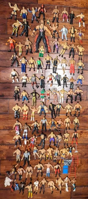 Lot Of 95 Wwe Wcw Wwf Ecw Wrestling Action Figures Collection