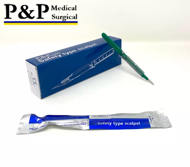 Safety Scalpel Sterile # 15 Plastic Handle by P&P Medical Surgical Case of 500