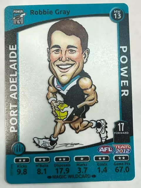 2012 AFL Team Coach Magic WildCard MW13 Robbie Gray Port Adelaide