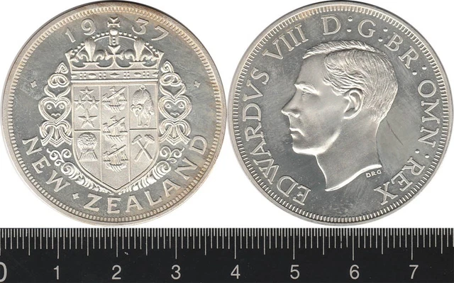 New Zealand: 1937 Crown KEVIII Retrospective Pattern  Sterling silver Prooflike