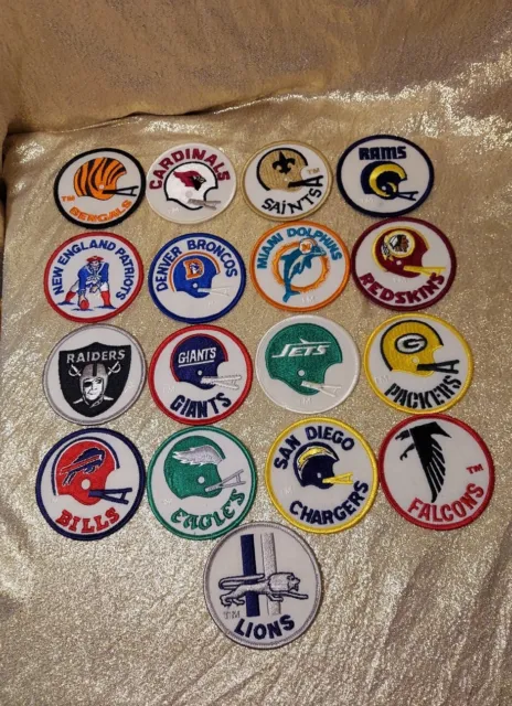 Lot Of 17 Unused NFL Circle Patches Vintage 80s Football Embroidered Sew On 3"