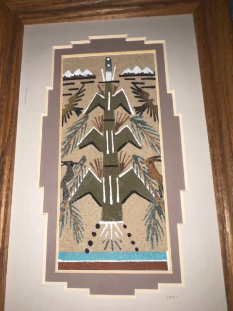 Framed Original Navajo Sand Painting Art Picture by Glen Nez NEW