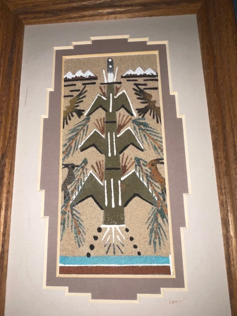 Framed Original Navajo Sand Painting Art Picture by Glen Nez NEW