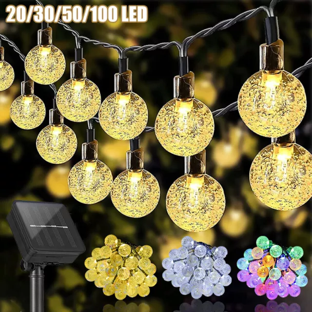 100 LED Garden String Light Outdoor Solar Powered Festoon Ball Bulb Fairy Lights