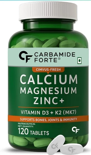 Complément Alimentaire Calcium Magnésium Zinc + Vitamine D3 - 365 Comprimés Végétariens