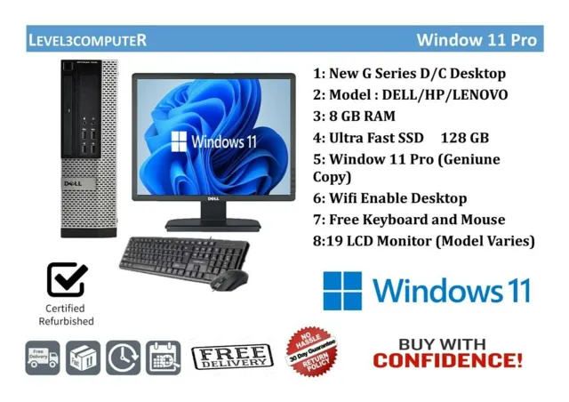 Window 11 Full Set Dual Core G Series Desktop Tower PC and TFT complete Bundle