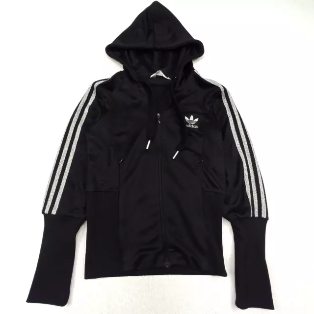 Adidas Originaux Femmes Taille EU38 UK10 3 Rayures Fermeture Éclair Capuche Haut