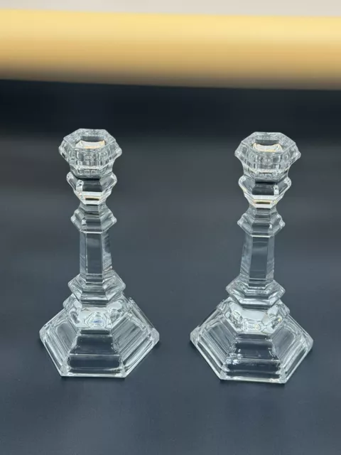 Vintage Pair Of Tiffany & Co. Crystal Candlesticks Beautiful