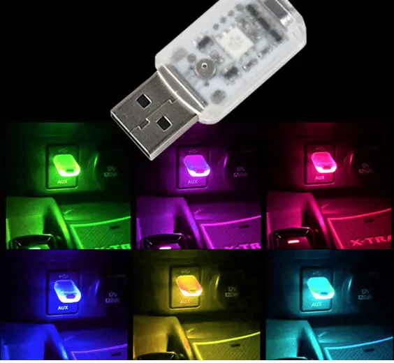 MINI USB RGB LED Auto Innenbeleuchtung Touch-Taste Lampen