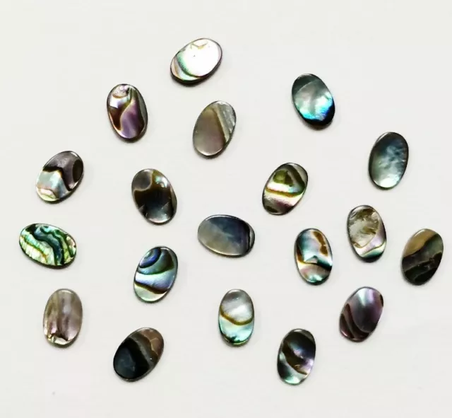 12 VINTAGE GENUINE ABALONE MOTHER OF PEARL PAUA SHELL 6x4mm. OVAL CABOCHONS 1248