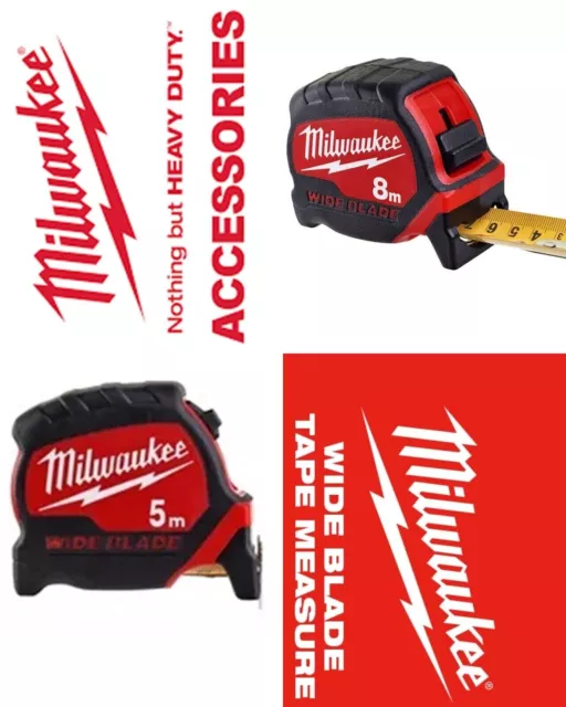 Milwaukee 5m 8m Premium Wide Blade Tape Measure  4932471815 4932471816