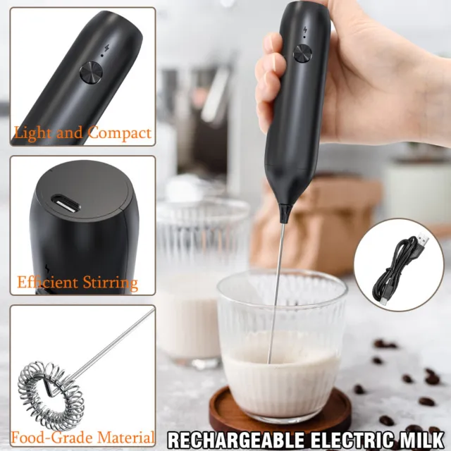 USB Rechargeable Electric Beater Milk Coffee Frother Egg Drink Foamer Mixer Tool